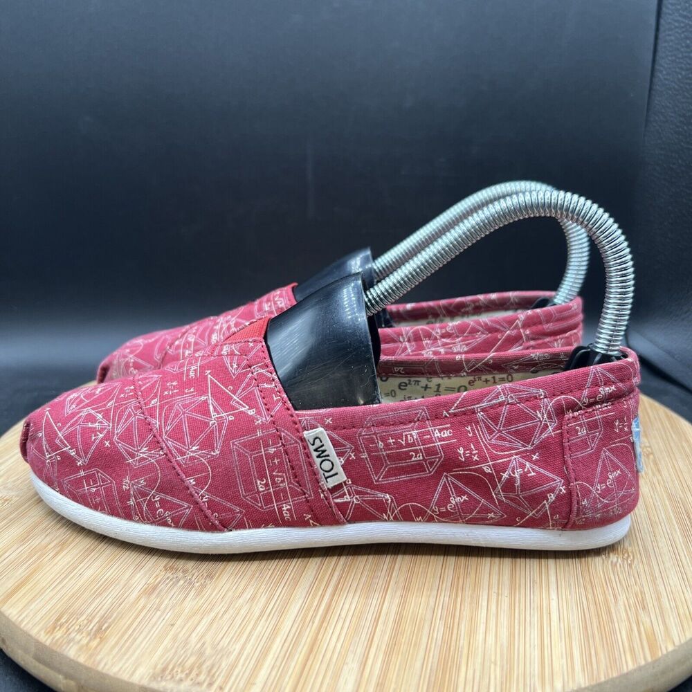 TOMS Women’s Size 6 Classics Shoes Chemistry Science Physics Math Red Slip On